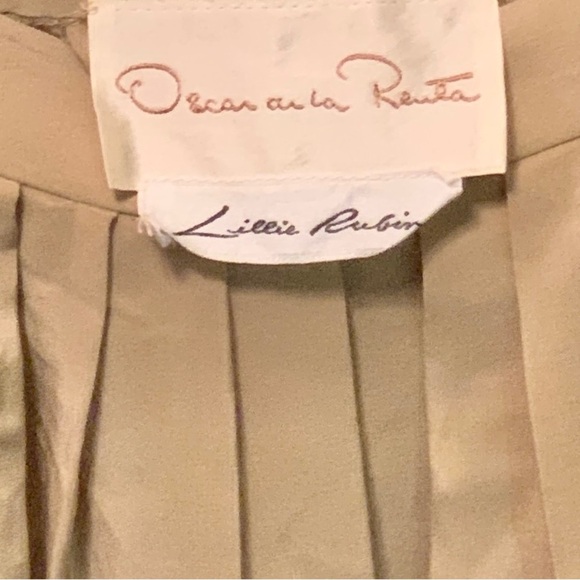 Vintage Oscar De la Renta Lillie Rubin size 6 Elegant Tan Women's pleated skirt - Picture 6 of 7